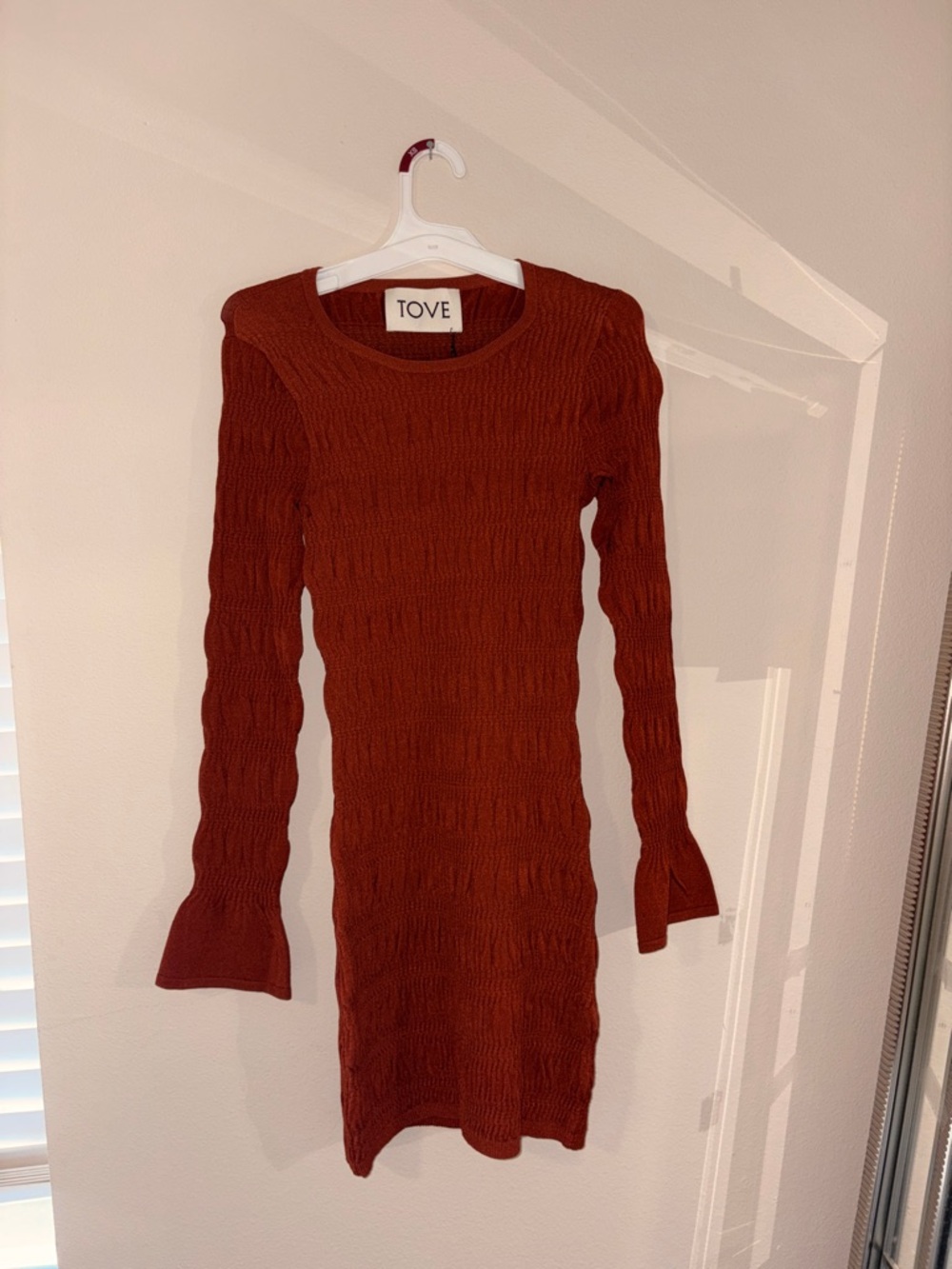 TOVE Brick Red Ribbed Knit Dress